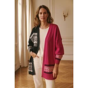 Lane Bryant Pink Black Color Block Cardigan Sweater NWT 14/16